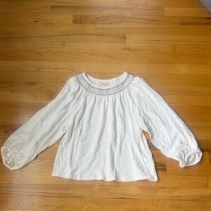 Madewell White Blouse with Embroidered Detail